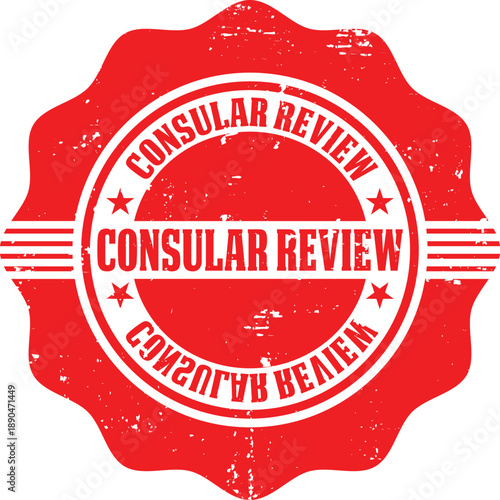 Red Distressed Consular Review Stamp