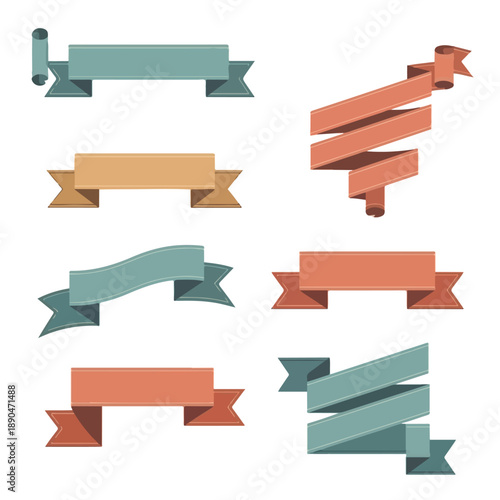 Ribbon banners and ribbons collage