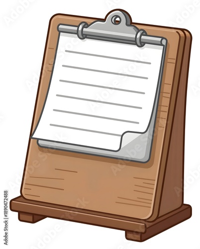 Wooden Clipboard with Blank Paper Ready for Notes or Lists in an Office Environment