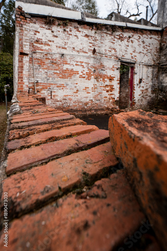 Textured Bricks and Weathered Wall of Abandoned Structure