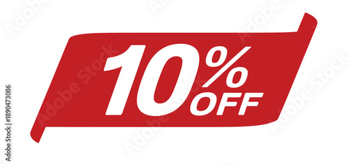 A vibrant red banner displays a ten percent off promotion in bold white text