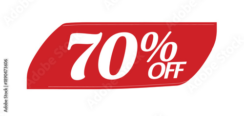 A vibrant red sale banner displays a large white 70 with off text