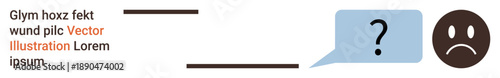 Communication challenges, misunderstanding, feedback, emotions, language barriers, questioning ideas. Question mark speech bubble and sad face. Communication challenges and misunderstanding concept
