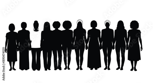 Group of women standing together in solidarity and support