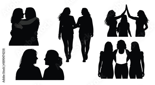 Group of women silhouette illustration for friendship