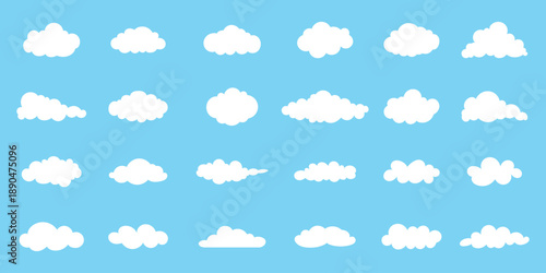 Set of Cloud Icon Black Line. Clouds vector Illustration with Weather Climate Symbol. Editable stroke thin line with Cartoon Bubble Sign.