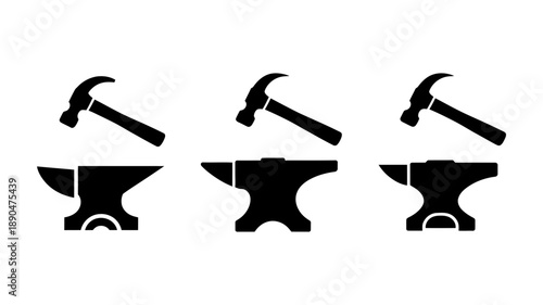 Classic blacksmith tools: hammer and anvil silhouettes representing traditional craftsmanship