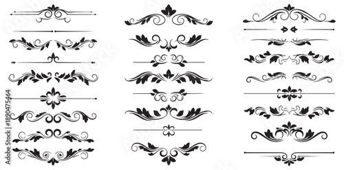 Decorative vintage divider ornament collection with classic ornamental style vector set isolated for typography branding and design use