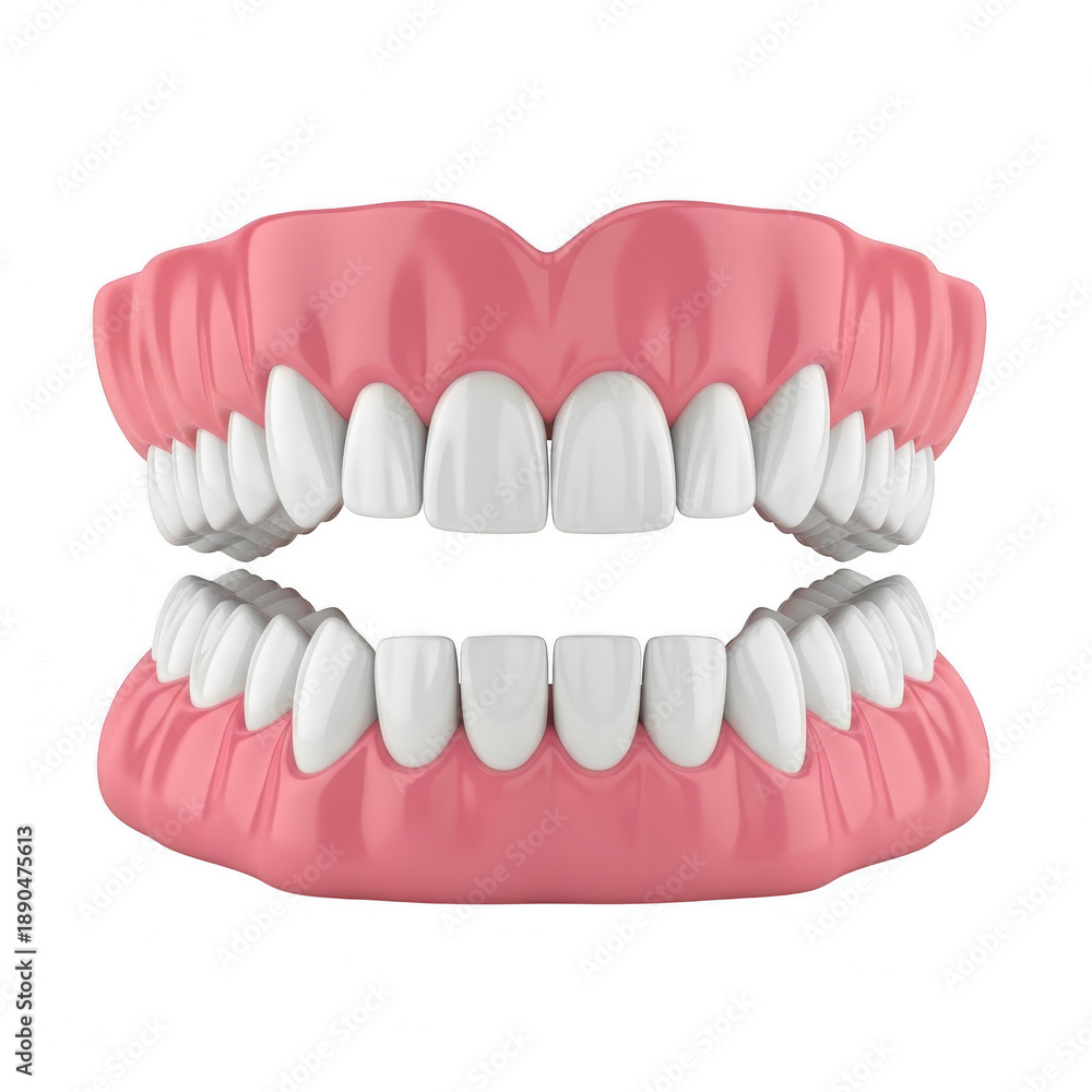 Obraz premium Set of human teeth and gums isolated on transparent background