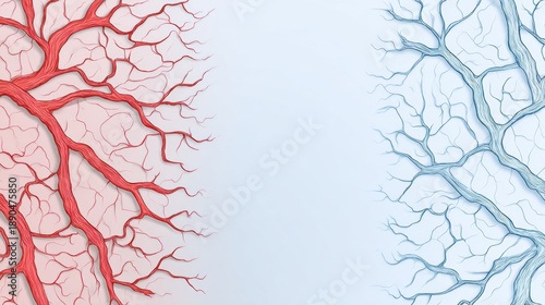 Understanding How Oxygenated and Deoxygenated Blood Flows Through the Body With a Clear Contrast of Red and Blue Colors in a Simple Style