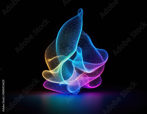 Neon-Lichtwelle auf Schwarz – abstrakter Premium Hintergrund