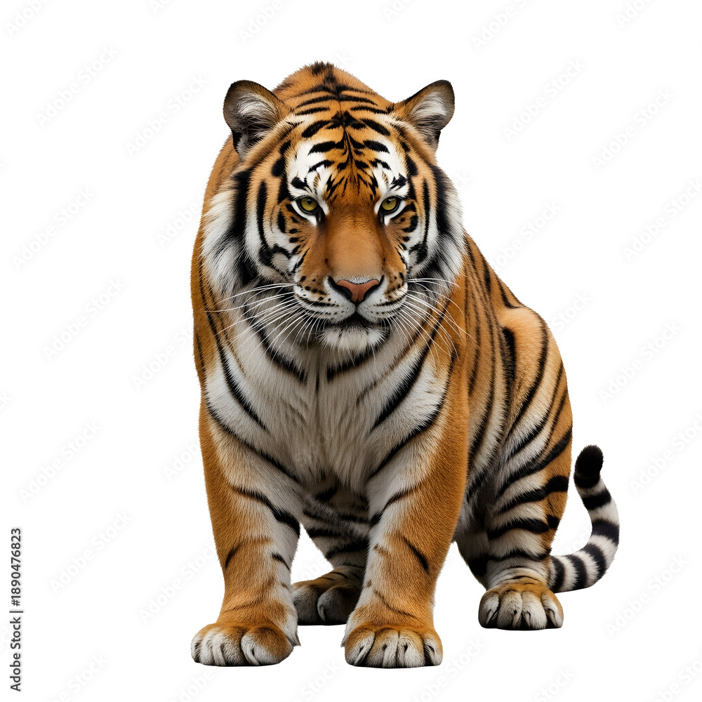 Obraz premium Big Tiger Animal Clipart isolated On White Background, Wildcat Tiger