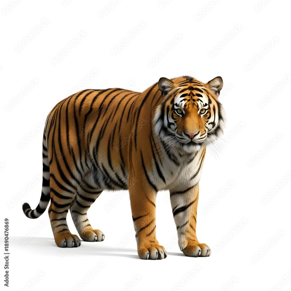 Obraz premium Tiger Standing Tiger Animal Clipart Tiger On White Background, Tigers