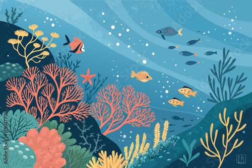 Showcasing Coral Reef With Tiny Fish And Spar Stunning Creative Visual