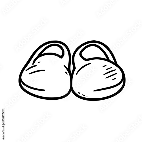 Cozy minimalist slipper outline icon, a clean vector illustration perfect for home comfort, spa branding, or relaxation concepts on a white background
