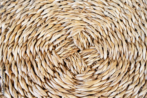 Indigenous handicrafts made from braided natural fibers, photographed from above