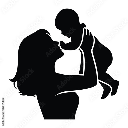 Mother holding baby icon, celebrating motherhood and nurture