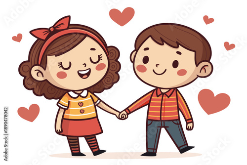 Elegant Cute Couple Holding Hands Wearing Matching Professional Photo