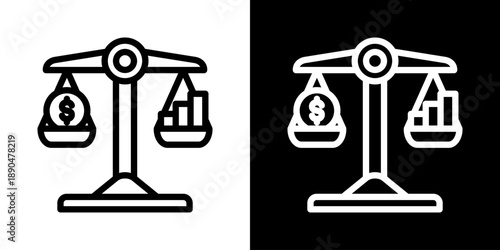 Equity Icon Of Line Black And White Style Vector Illustration
