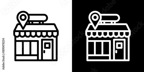 Market Icon Of Line Black And White Style Vector Illustration
