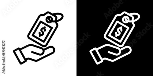 Pricing Icon Of Line Black And White Style Vector Illustration
