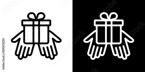 Gift Icon Of Line Black And White Style Vector Illustration
