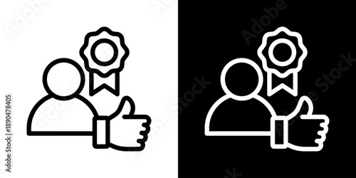 Recognition Icon Of Line Black And White Style Vector Illustration
