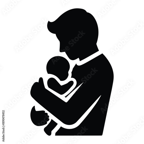 Father holding baby in arms icon, a tender portrayal of paternal love