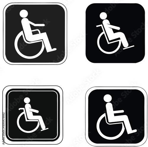 Man in a wheelchair minimalist black and white icon