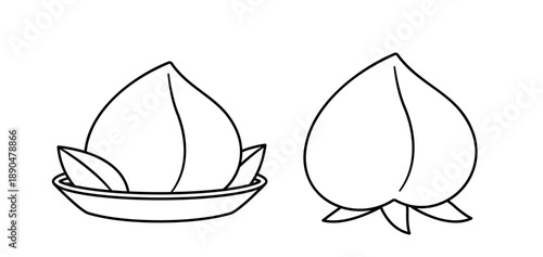 Set OF Longevity peach buns outline and templates
Chinese birthday peach of immortality coloring page.