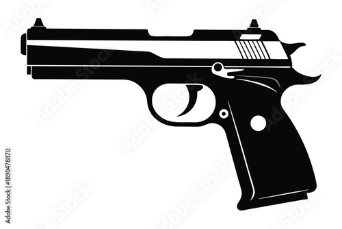 cz 75 gun silhouette line art vector illustration
