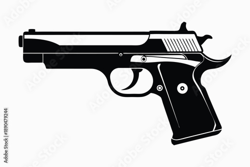 cz 75 gun silhouette line art vector illustration