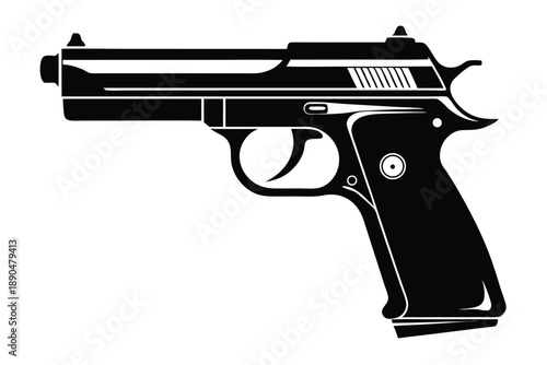 cz 75 gun silhouette line art vector illustration