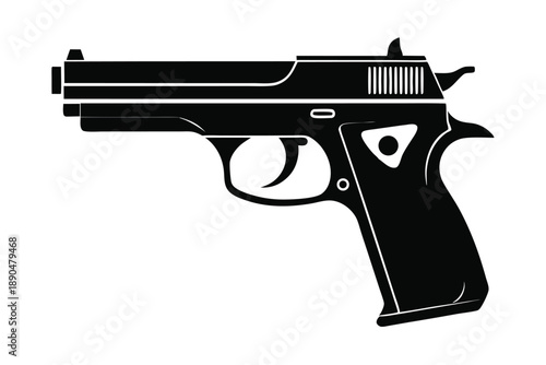 cz 75 gun silhouette line art vector illustration