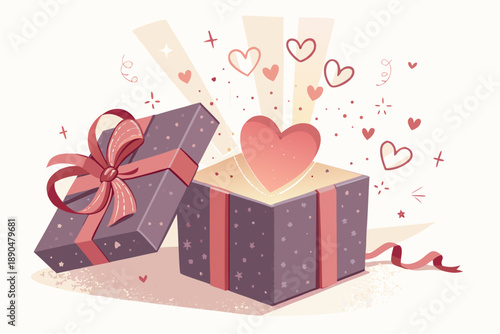 Featuring Gift Box Opening Into Heart Shaped Stunning High-Quality Stock Image
