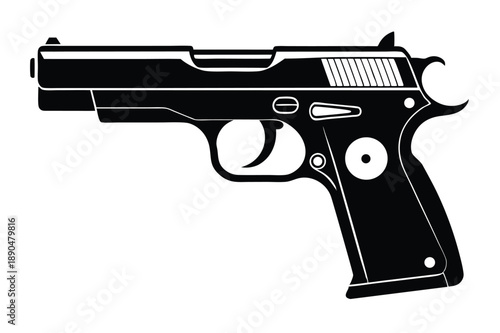 cz 75 gun silhouette line art vector illustration