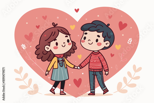 Stunning Heart Couple Holding Hands Sweet Cute Mood High-Quality Stock Image