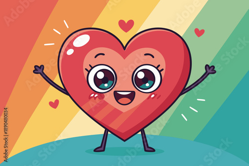 Showcasing Heart Hugging Itself With Tiny Arms Cute Stunning Premium Digital Asset