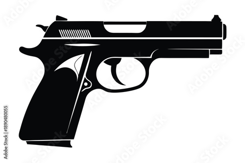 cz 75 gun silhouette line art vector illustration