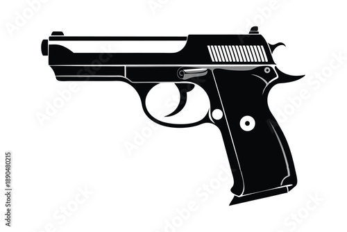 cz 75 gun silhouette line art vector illustration