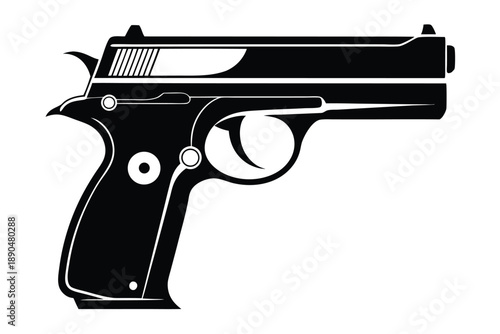 cz 75 gun silhouette line art vector illustration