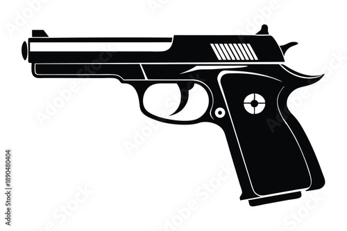 cz 75 gun silhouette line art vector illustration