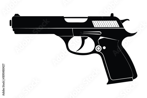 cz 75 gun silhouette line art vector illustration