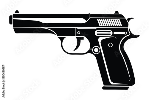 cz 75 gun silhouette line art vector illustration