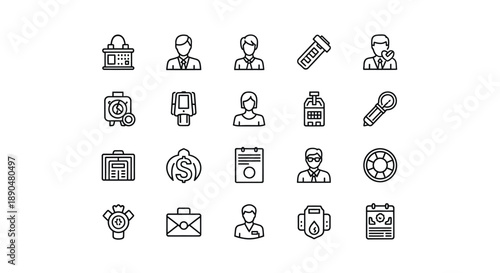 Collection of business and finance icons in line style