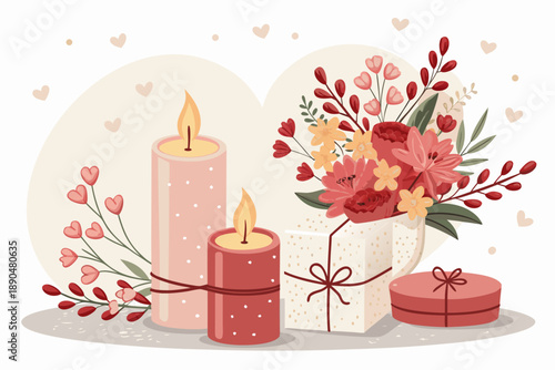 Romantic Valentine Gift Scene With Candles Creative Visual Great for Commercial Projects