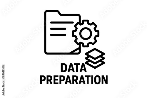 Data preparation workflow setup with folder, settings gear, and stacked documents
