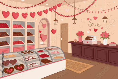 Valentine Chocolate Shop Interior Cute Coz Professional Photo Perfect for Editorial Content
