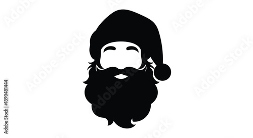 A black silhouette of santa claus with a full beard silhouette