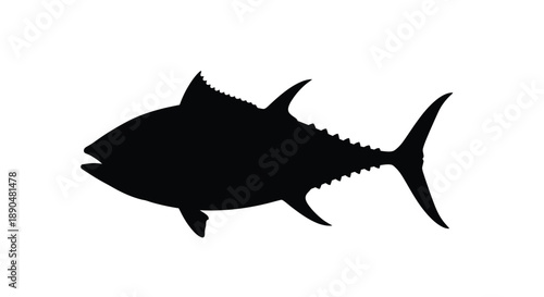 A striking black silhouette of a tuna fish ocean predator silhouette